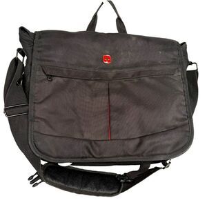Wenger Swiss Army Laptop Messenger Bag Black Flap-Over Fits 15.6" – Vintage EUC
